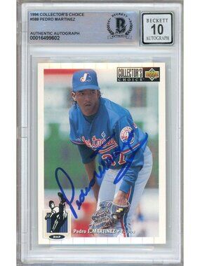 Pedro Martinez Signed 1994 Collector's Choice #588 Expos BAS Slab BGS Auto 10